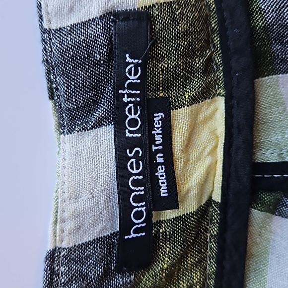 Hannes Roether Colorful Gingham Wide Leg 100% Linen Pants XS - Picture 6 of 10